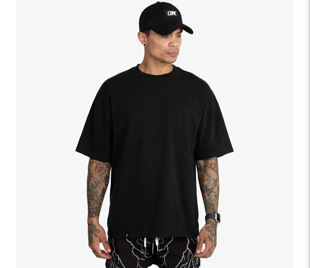Cove USA Die On Empty Heavyweight Blank T-Shirt Men's Sz L Black Boxy. Skater